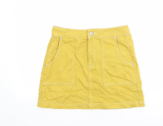 BDG Womens Yellow Cotton Mini Skirt Size S Zip