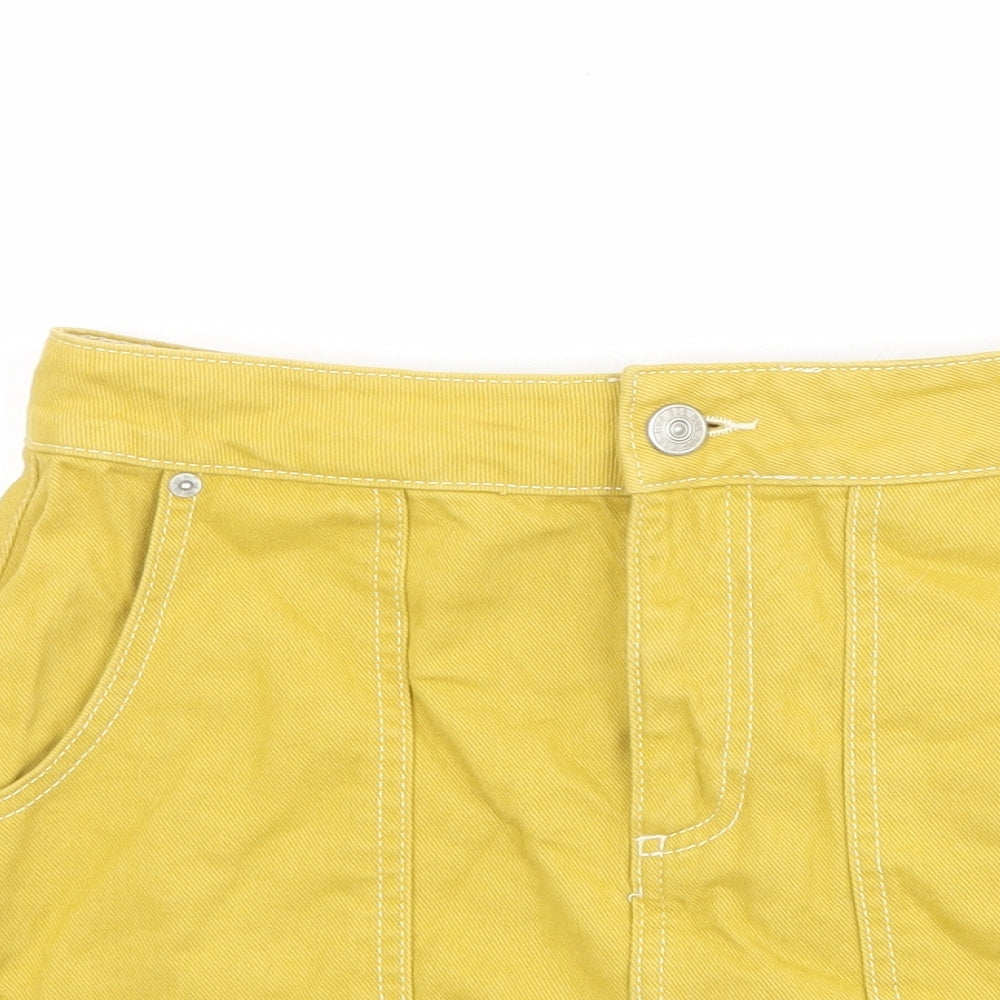 BDG Womens Yellow Cotton Mini Skirt Size S Zip