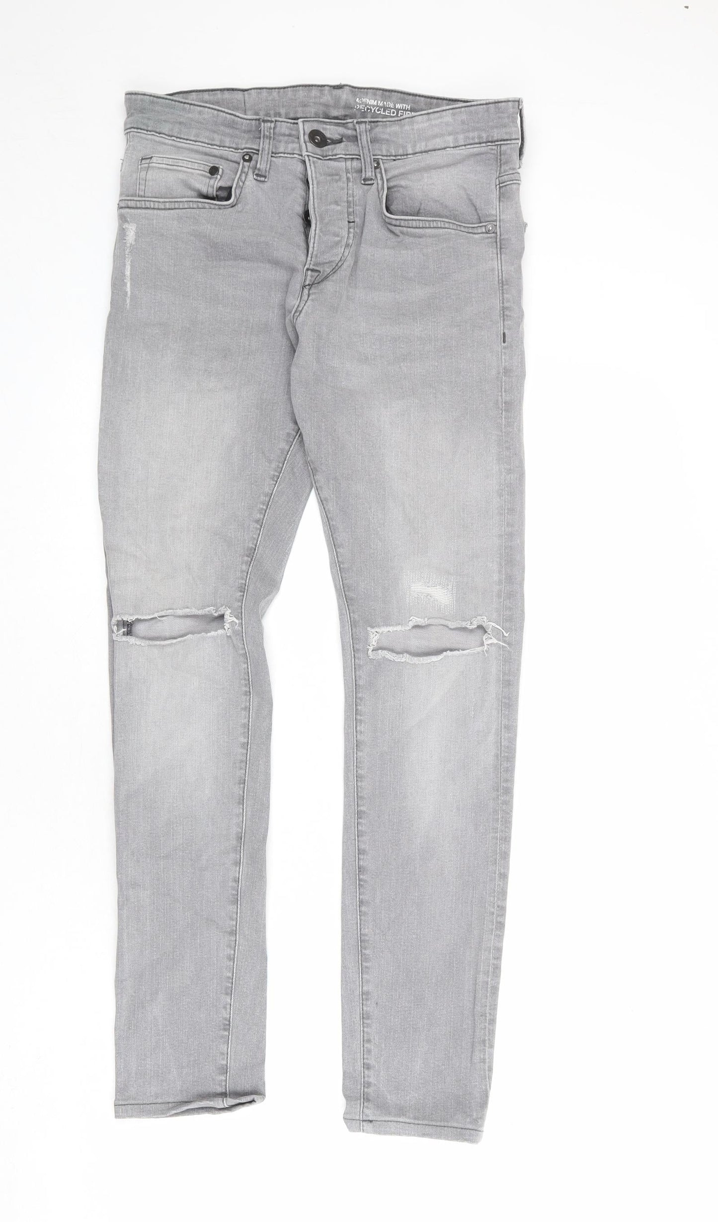 Mens UK Size 30 in H&M Regular Fit Skinny Grey Jeans