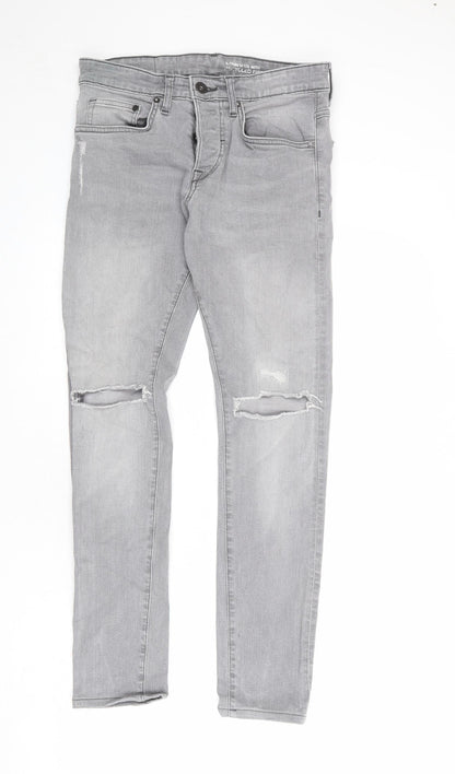Mens UK Size 30 in H&M Regular Fit Skinny Grey Jeans