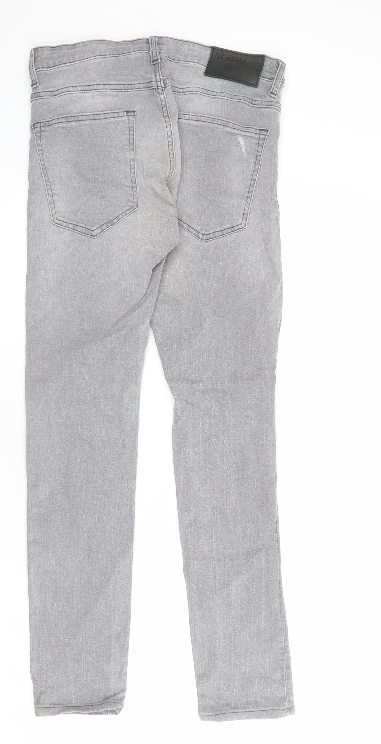 H&M Mens Grey Cotton Skinny Jeans Size 30 in L32 in Regular Button