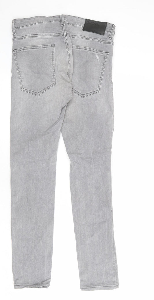 H&M Mens Grey Cotton Skinny Jeans Size 30 in L32 in Regular Button