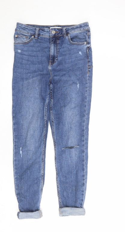 Denim & Co. Womens Blue Cotton Skinny Jeans Size 10 L24 in Regular Zip