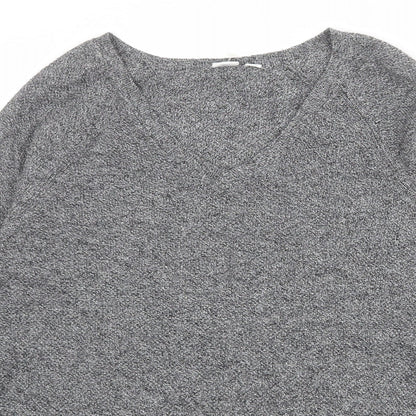 Gap Womens Grey V-Neck Cotton Pullover Jumper Size S