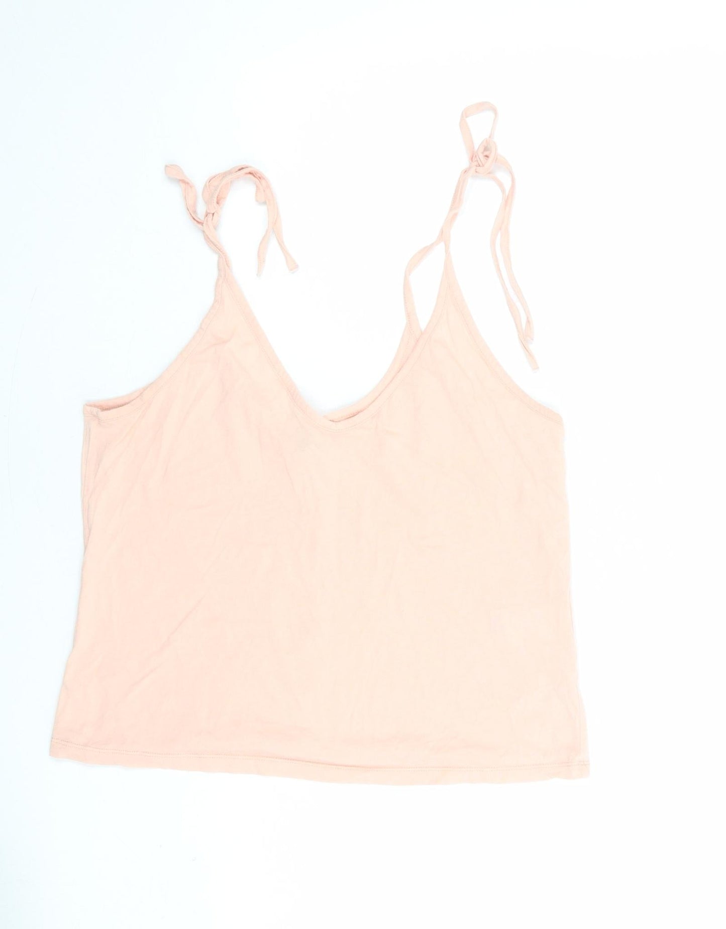 & Other Stories Womens Pink 100% Cotton Camisole Tank Size 14 V-Neck - Tie Shoulder Detail