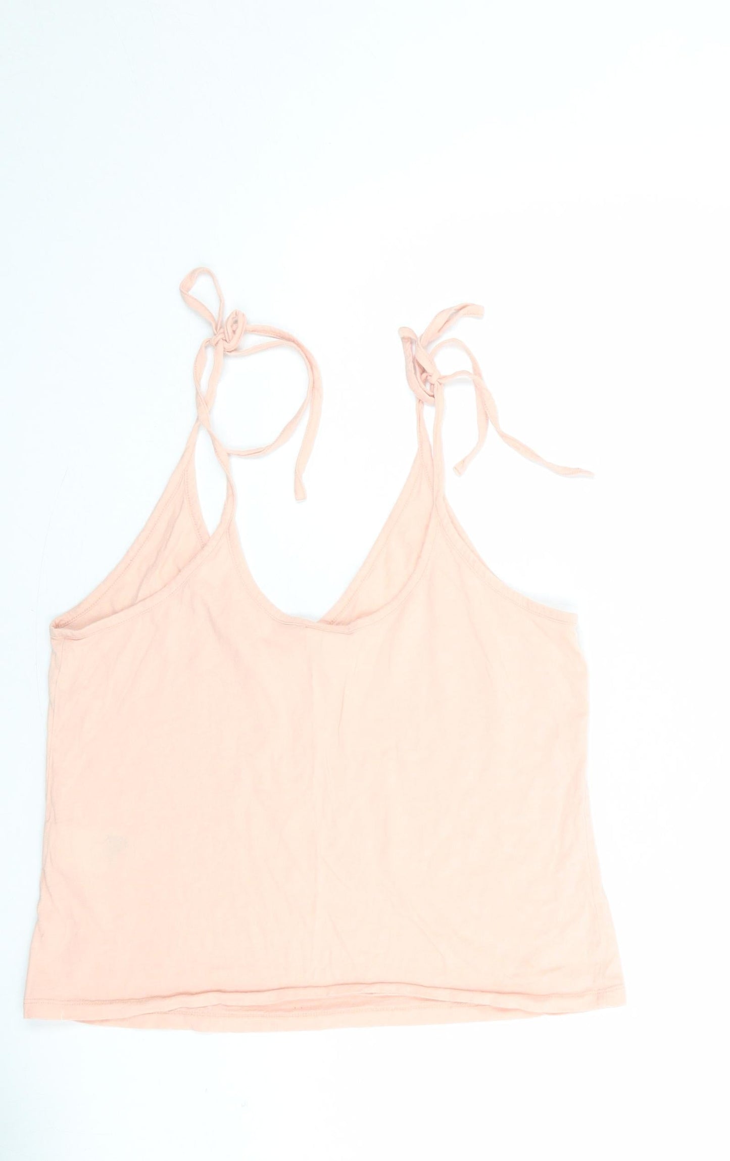 & Other Stories Womens Pink 100% Cotton Camisole Tank Size 14 V-Neck - Tie Shoulder Detail