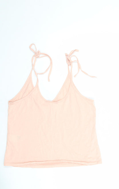 & Other Stories Womens Pink 100% Cotton Camisole Tank Size 14 V-Neck - Tie Shoulder Detail