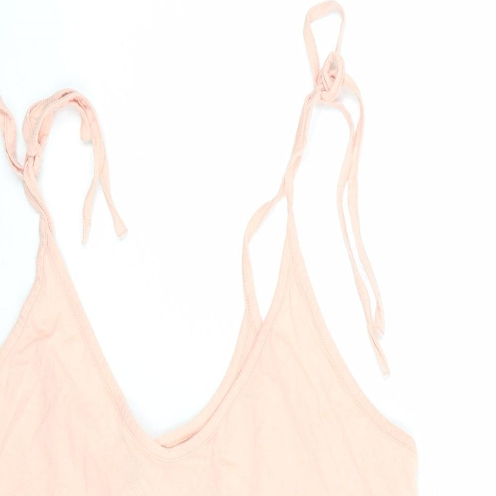 & Other Stories Womens Pink 100% Cotton Camisole Tank Size 14 V-Neck - Tie Shoulder Detail