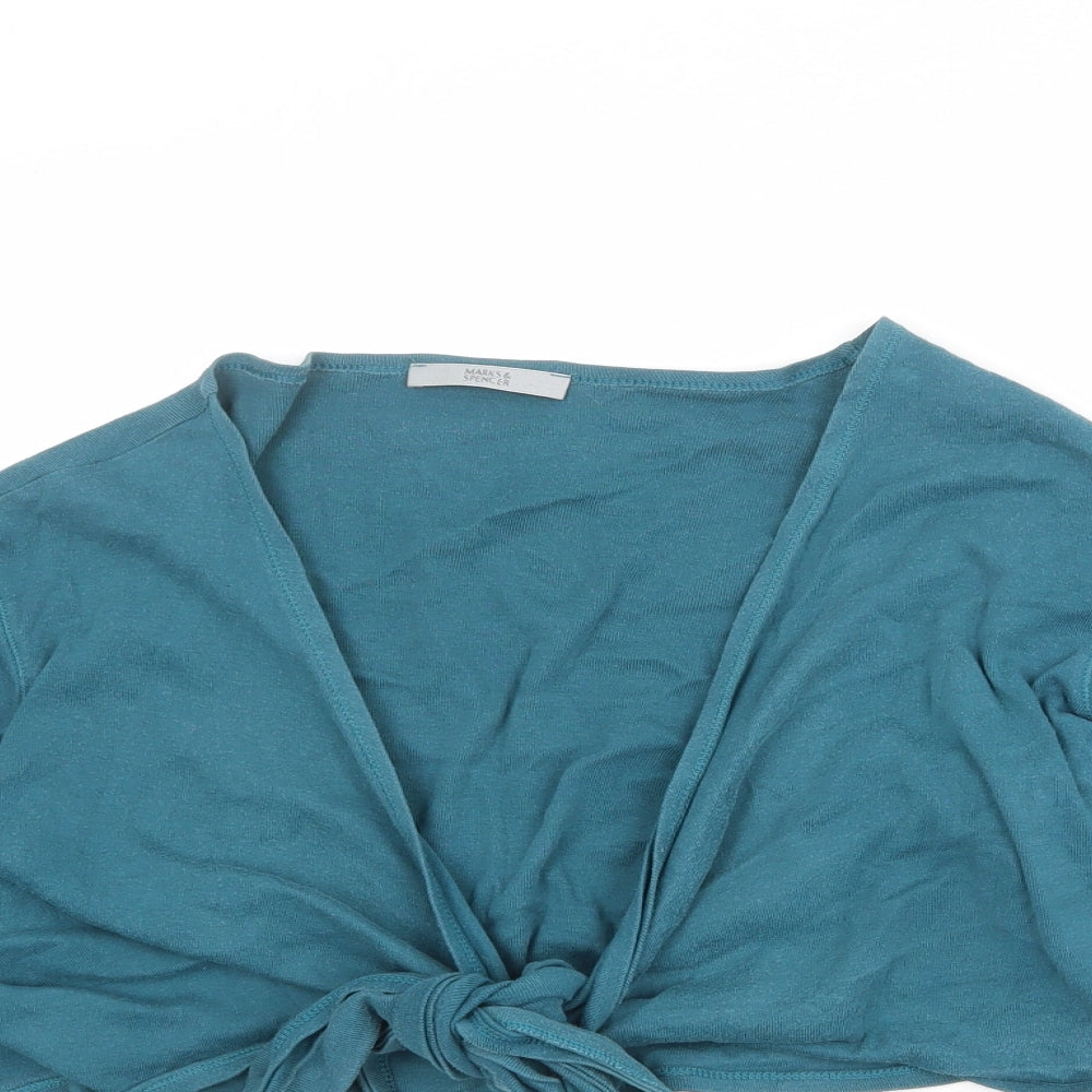 Womens UK Size 16 Marks and Spencer Blue Cropped Blouse