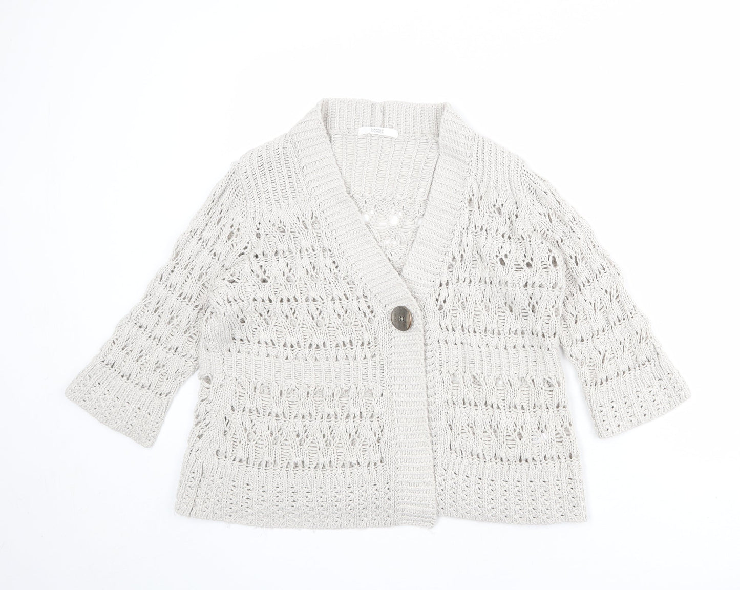Womens UK Size 14 Marks and Spencer Beige Cardigan Jumper