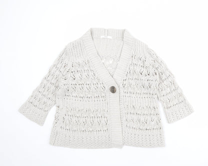 Womens UK Size 14 Marks and Spencer Beige Cardigan Jumper