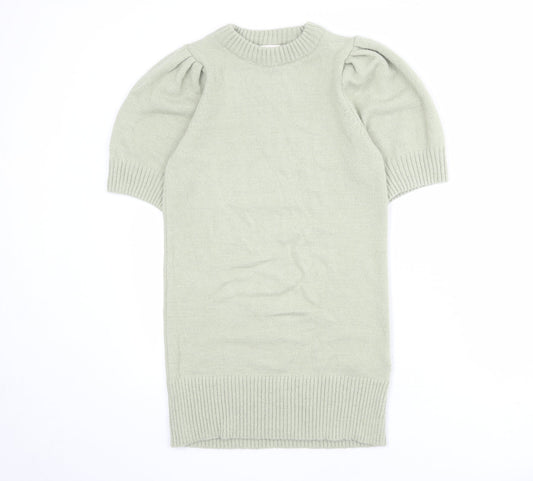 Miss Selfridge Womens Green Acrylic Jumper Dress Size 4 Round Neck Pullover