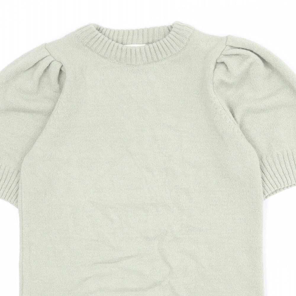 Miss Selfridge Womens Green Acrylic Jumper Dress Size 4 Round Neck Pullover