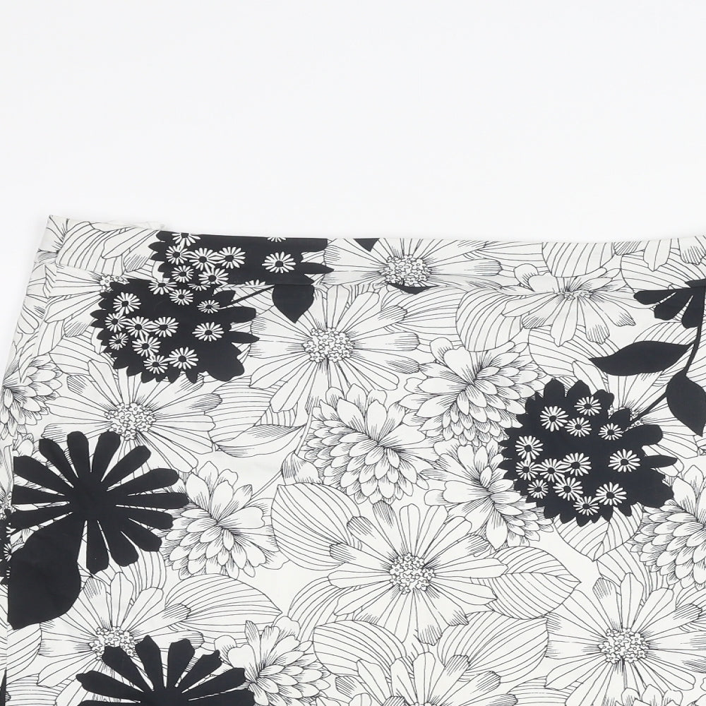 Marks and Spencer Womens White Floral Polyester Bandage Skirt Size 36 in Zip