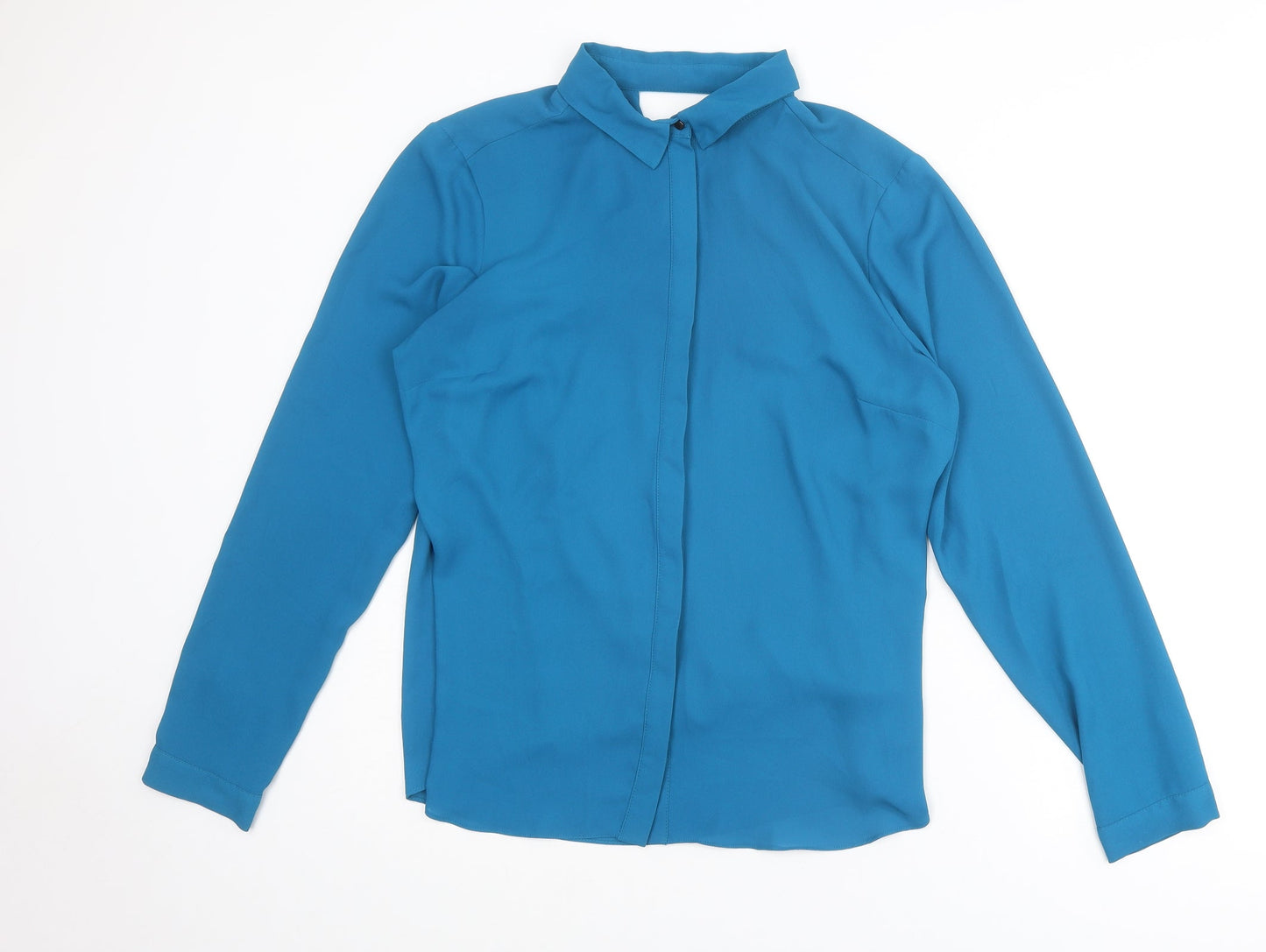 Womens UK Size 16 Warehouse Blue Basic Button-Up