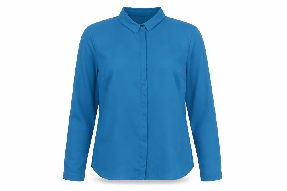 Womens UK Size 16 Warehouse Blue Basic Button-Up