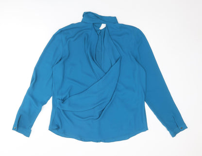 Womens UK Size 16 Warehouse Blue Basic Button-Up