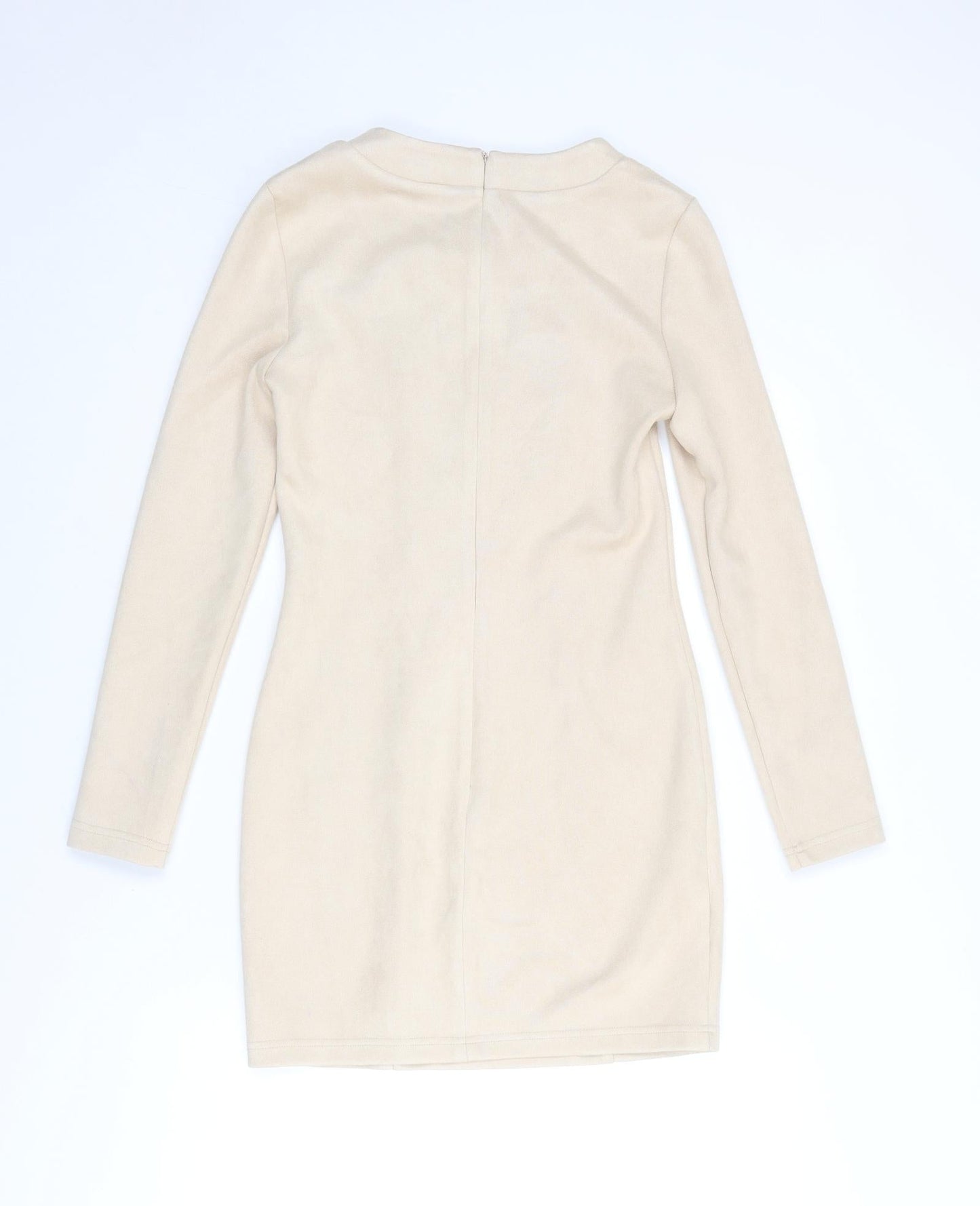 Ashanti Brazil Womens Beige Polyester Bodycon Size 10 V-Neck Zip