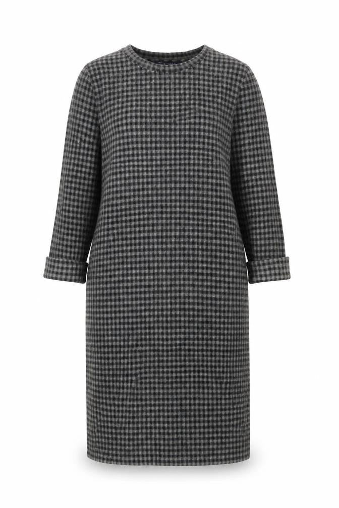 Marks and Spencer Womens Grey Geometric Polyester Jumper Dress Size 8 Round Neck Pullover