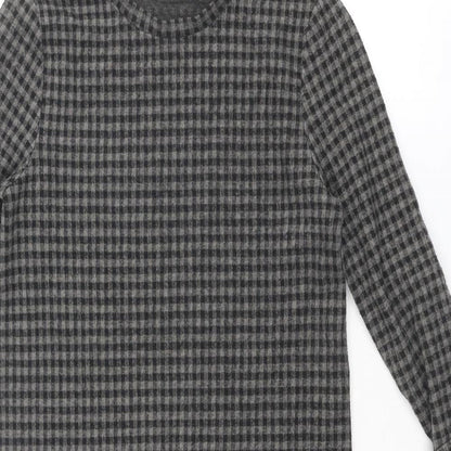 Marks and Spencer Womens Grey Geometric Polyester Jumper Dress Size 8 Round Neck Pullover