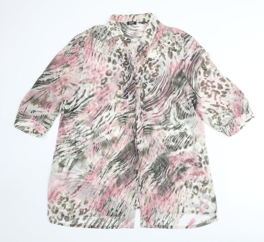 Basler Womens Multicoloured Animal Print Polyester Basic Button-Up Size 18 Collared