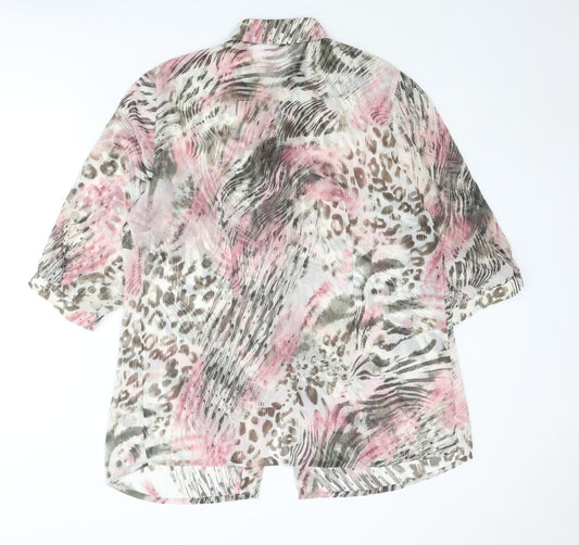Basler Womens Multicoloured Animal Print Polyester Basic Button-Up Size 18 Collared