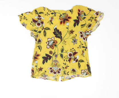 Womens UK Size 8 Warehouse Yellow Basic Blouse