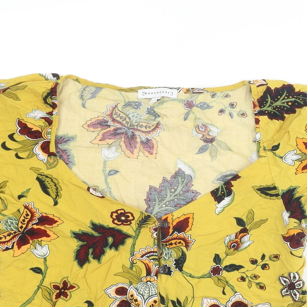 Womens UK Size 8 Warehouse Yellow Basic Blouse