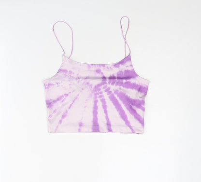 Womens UK Size S Stradivarius Purple Cropped Tank