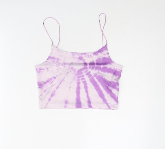 Womens UK Size S Stradivarius Purple Cropped Tank