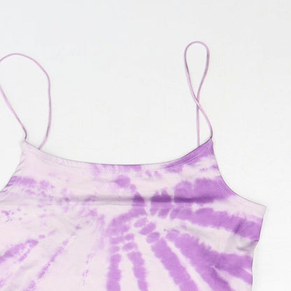 Womens UK Size S Stradivarius Purple Cropped Tank