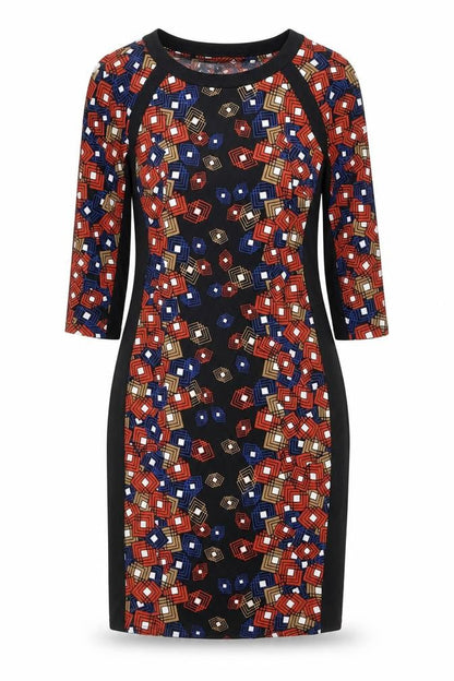 Marks and Spencer Womens Multicoloured Geometric Polyester Shift Size 10 Round Neck Pullover