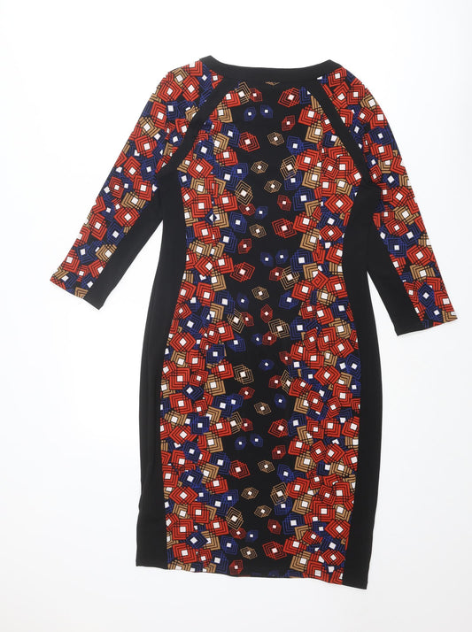 Marks and Spencer Womens Multicoloured Geometric Polyester Shift Size 10 Round Neck Pullover