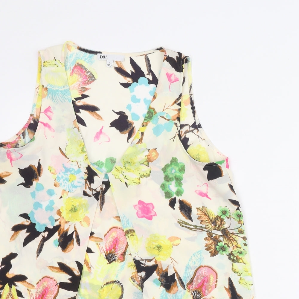 DR2 by Daniel Rainn Womens Multicoloured Floral Polyester Basic Blouse Size S V-Neck - Open Front