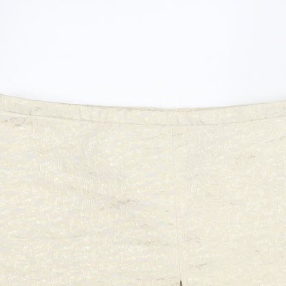 H&M Womens Ivory Geometric Cotton A-Line Skirt Size 10 Zip