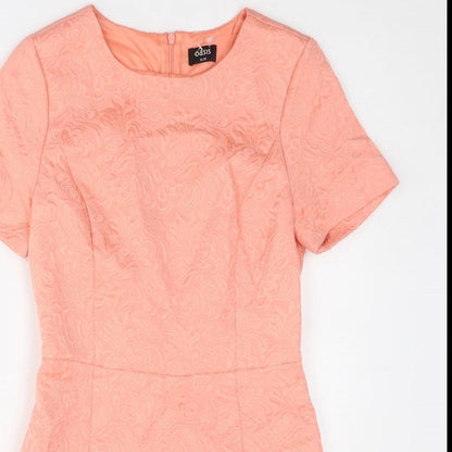 Oasis Womens Pink Geometric Polyester Shift Size 10 Round Neck Zip