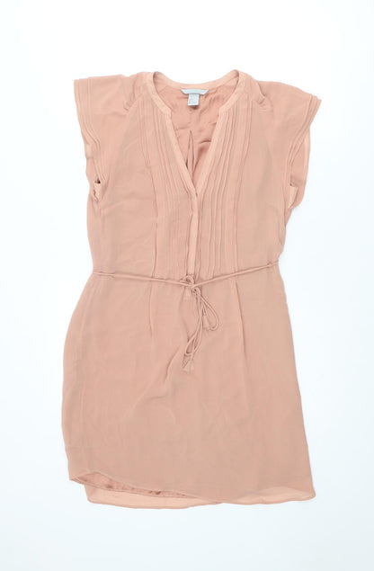 H&M Womens Pink Polyester A-Line Size 8 V-Neck Pullover