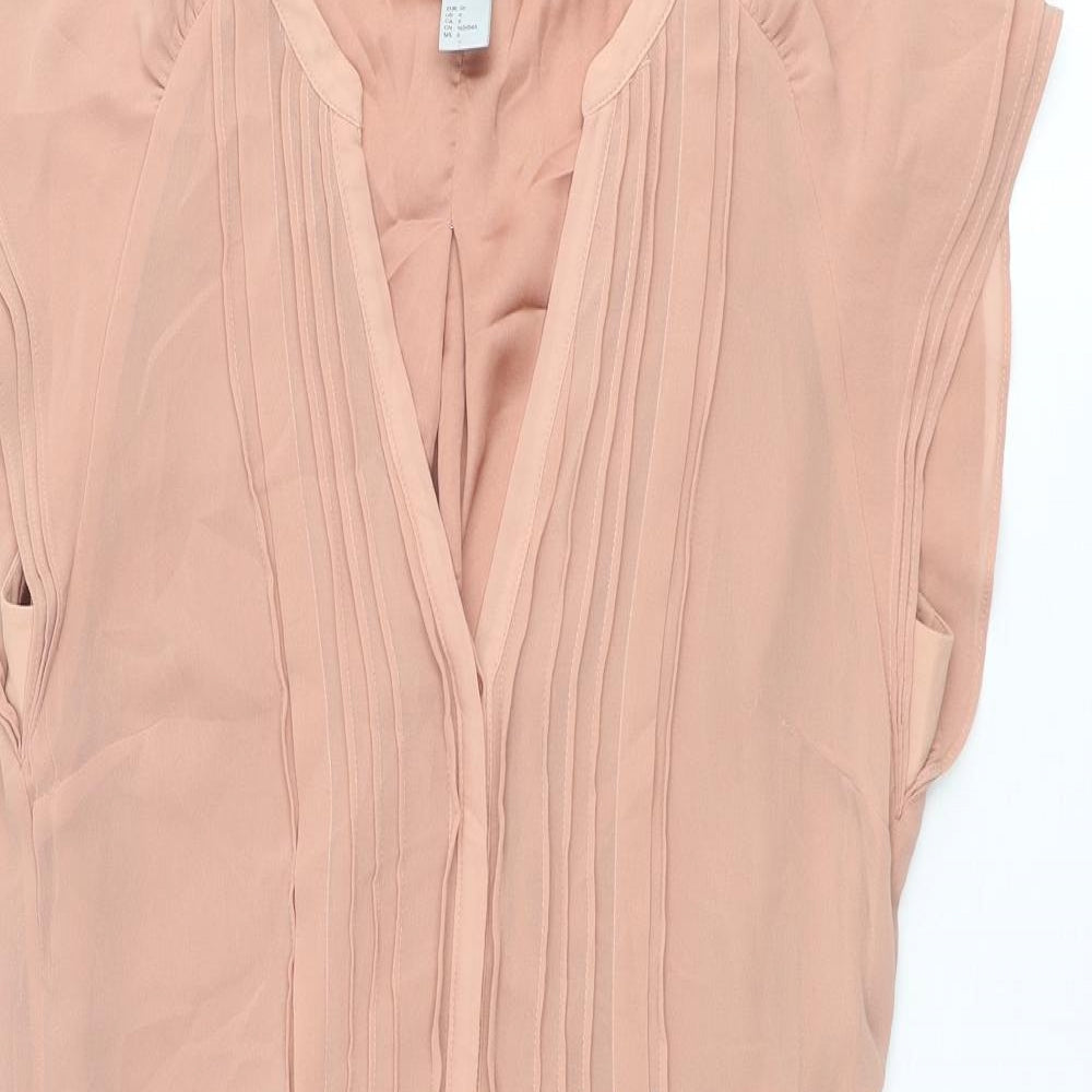 H&M Womens Pink Polyester A-Line Size 8 V-Neck Pullover