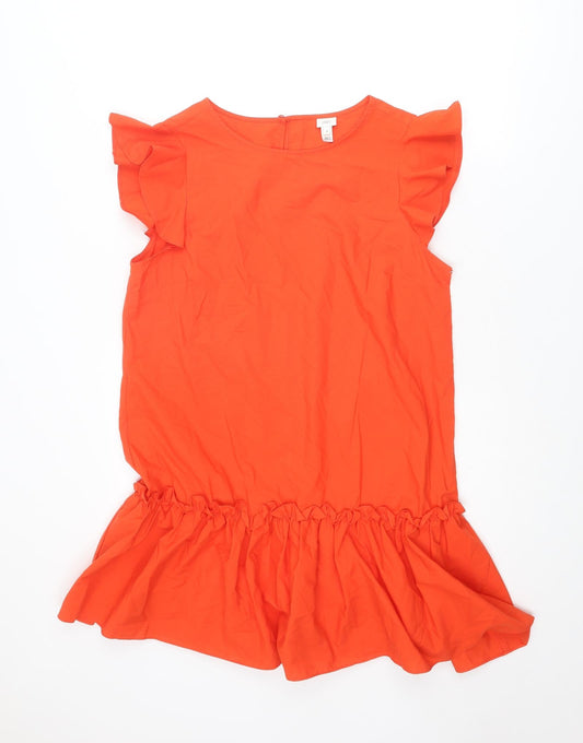 River Island Womens Red Polyester Skater Dress Size 14 Round Neck Button