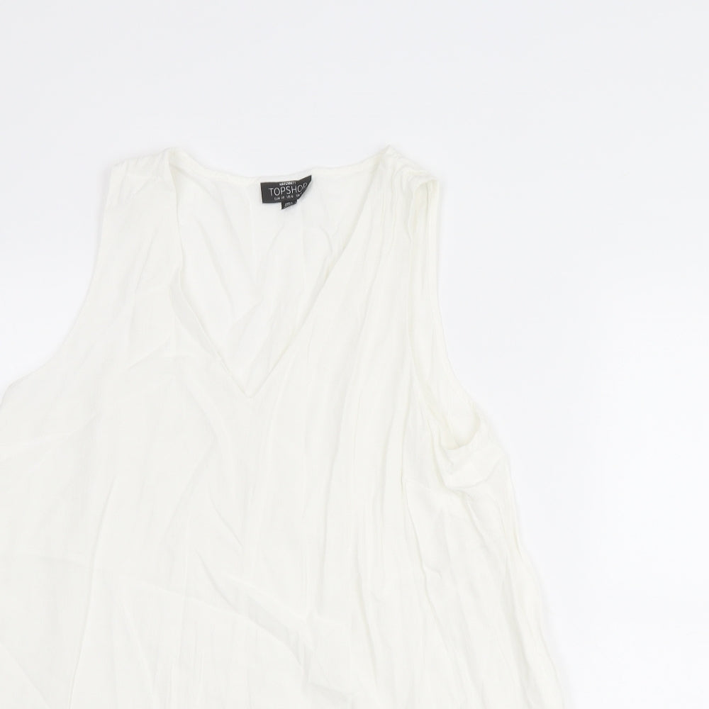 Womens UK Size 10 Topshop White Basic Tank