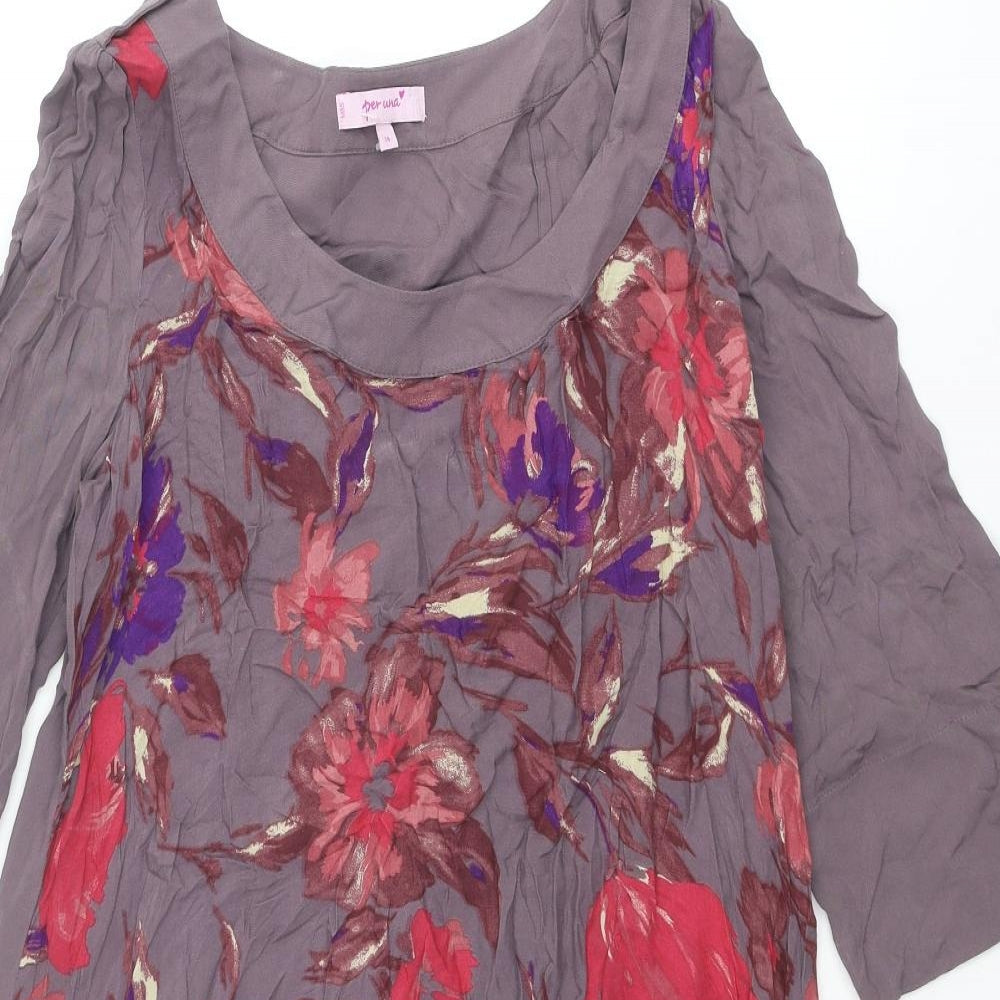 Womens UK Size 14 Per Una Purple Tunic Blouse