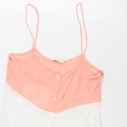 Miss Selfridge Womens White Viscose Basic Tank Size 10 Round Neck