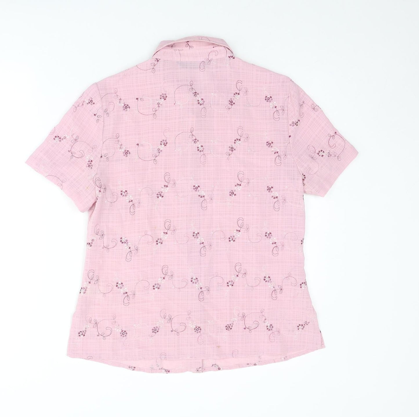 Bonmarché Womens Pink Floral Polyester Basic Button-Up Size 12 Collared