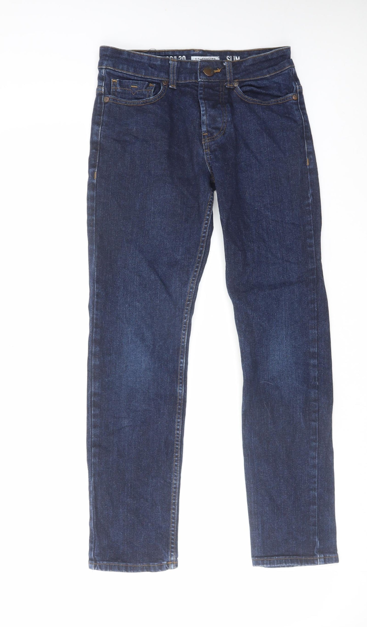 Denim & Co. Mens Blue Cotton Straight Jeans Size 28 in L30 in Slim Zip