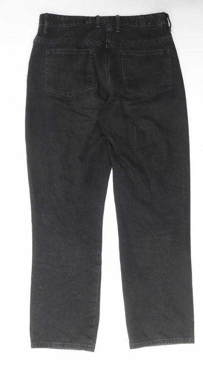 COLLUSION Womens Black Cotton Straight Jeans Size 32 in L34 in Regular Zip