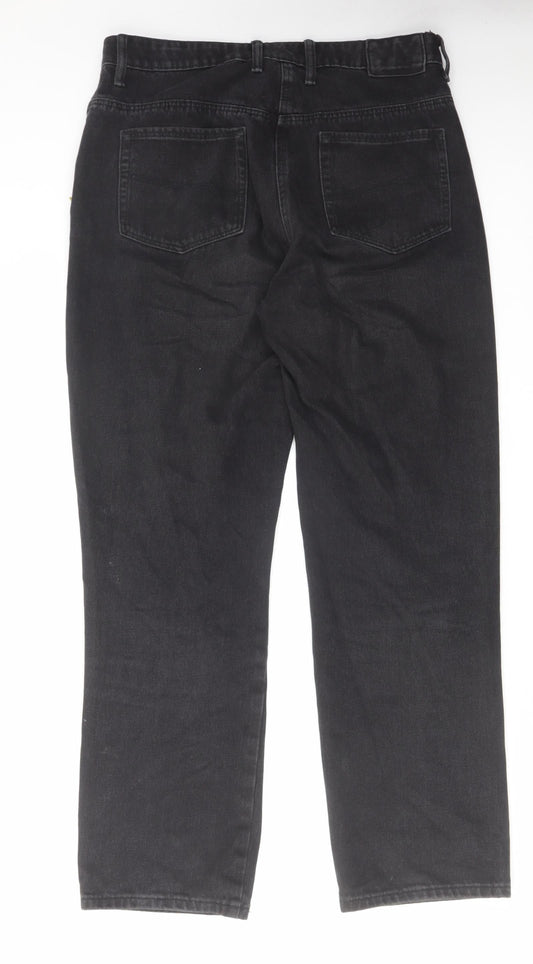 COLLUSION Womens Black Cotton Straight Jeans Size 32 in L34 in Regular Zip