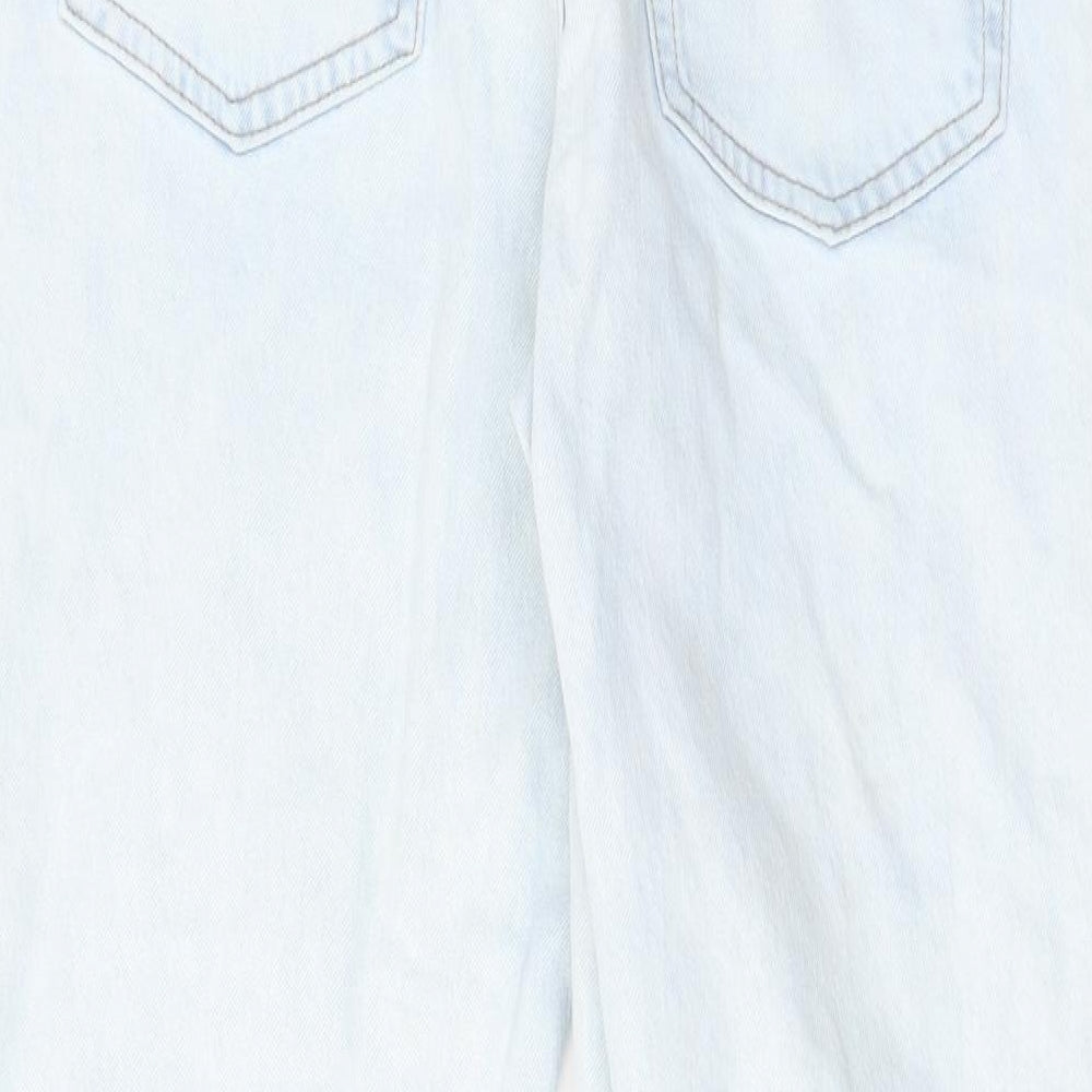 Topshop Womens Blue Cotton Straight Jeans Size 30 in L32 in Regular Zip - Raw Hem