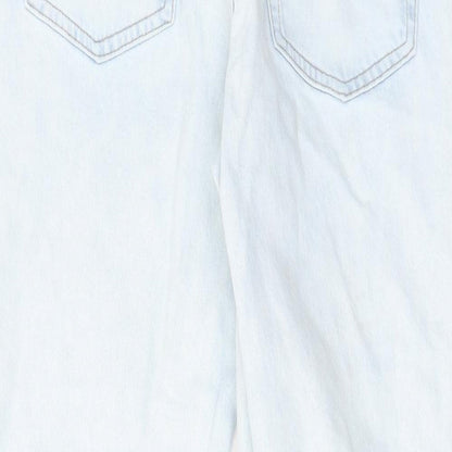 Topshop Womens Blue Cotton Straight Jeans Size 30 in L32 in Regular Zip - Raw Hem