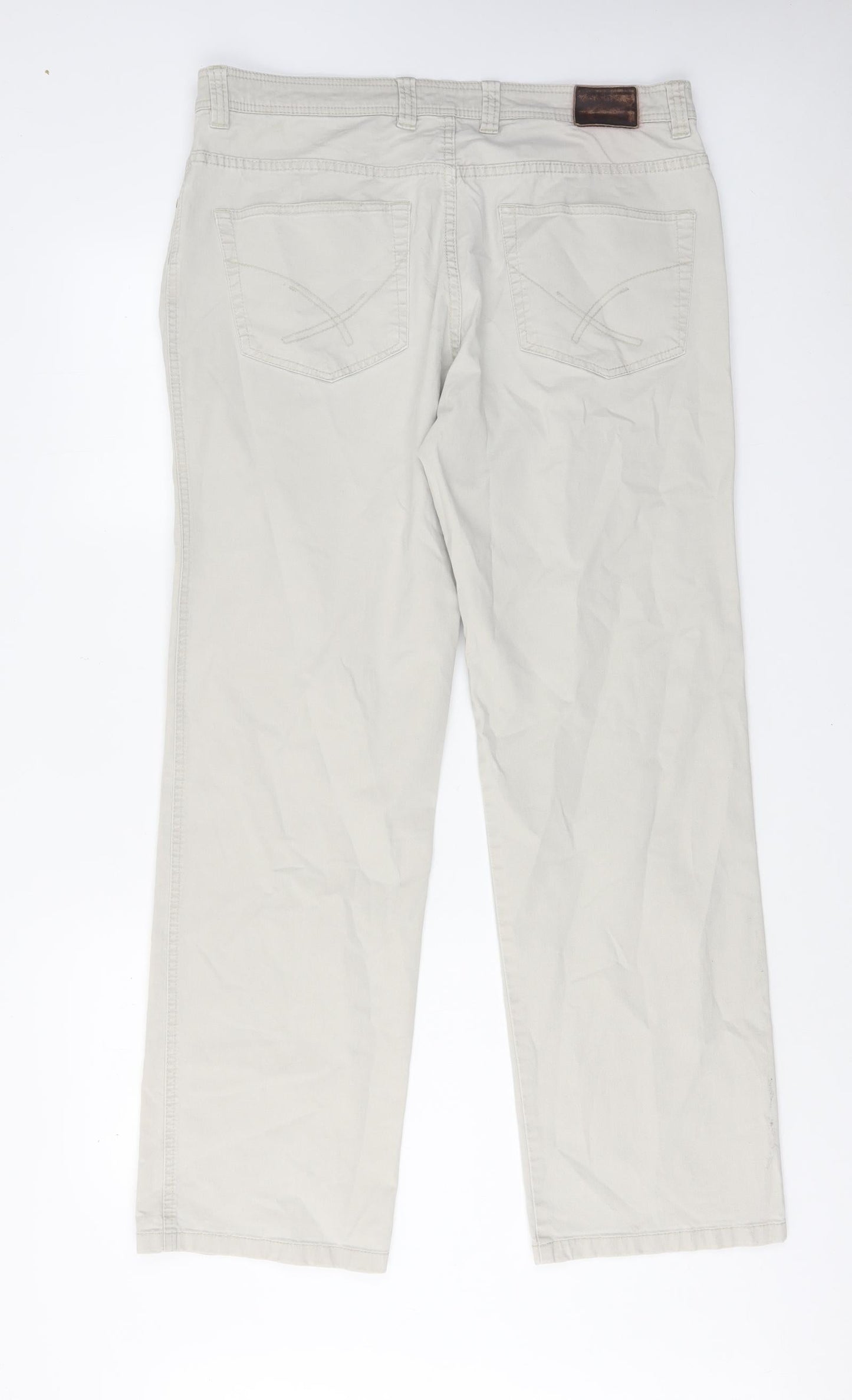 John Lewis Mens Beige Cotton Straight Jeans Size 36 in L31 in Regular Zip