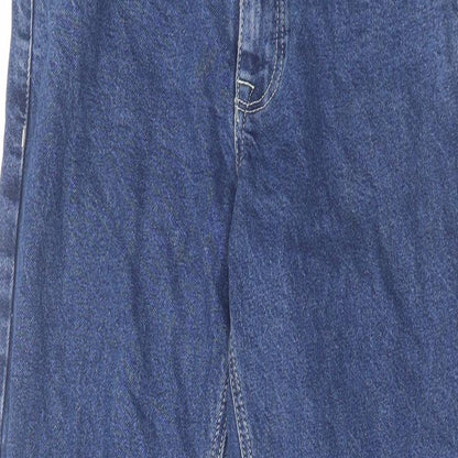 ASOS Womens Blue Cotton Mom Jeans Size 28 in L30 in Regular Zip - Raw Hem
